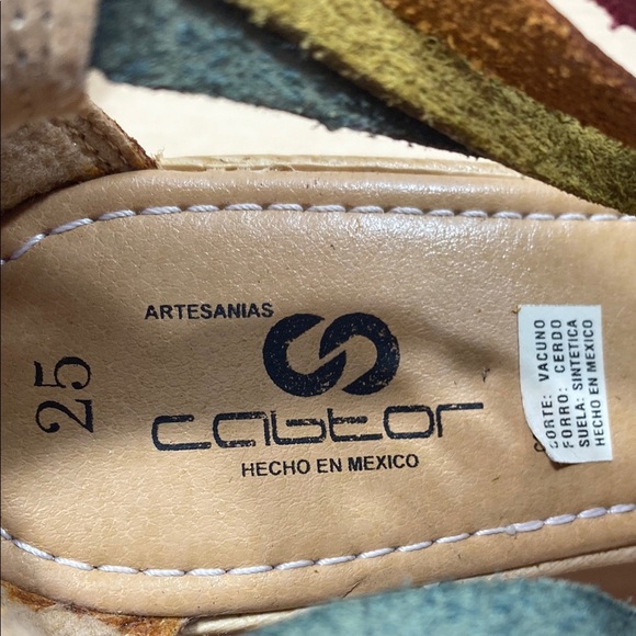 Tan and Red Wedge Sandals with Gladiator Straps - Picture 9 of 9